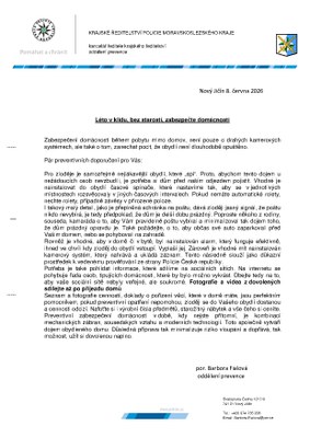 Léto v klidu, bez starosti, zabezpečte domácnosti