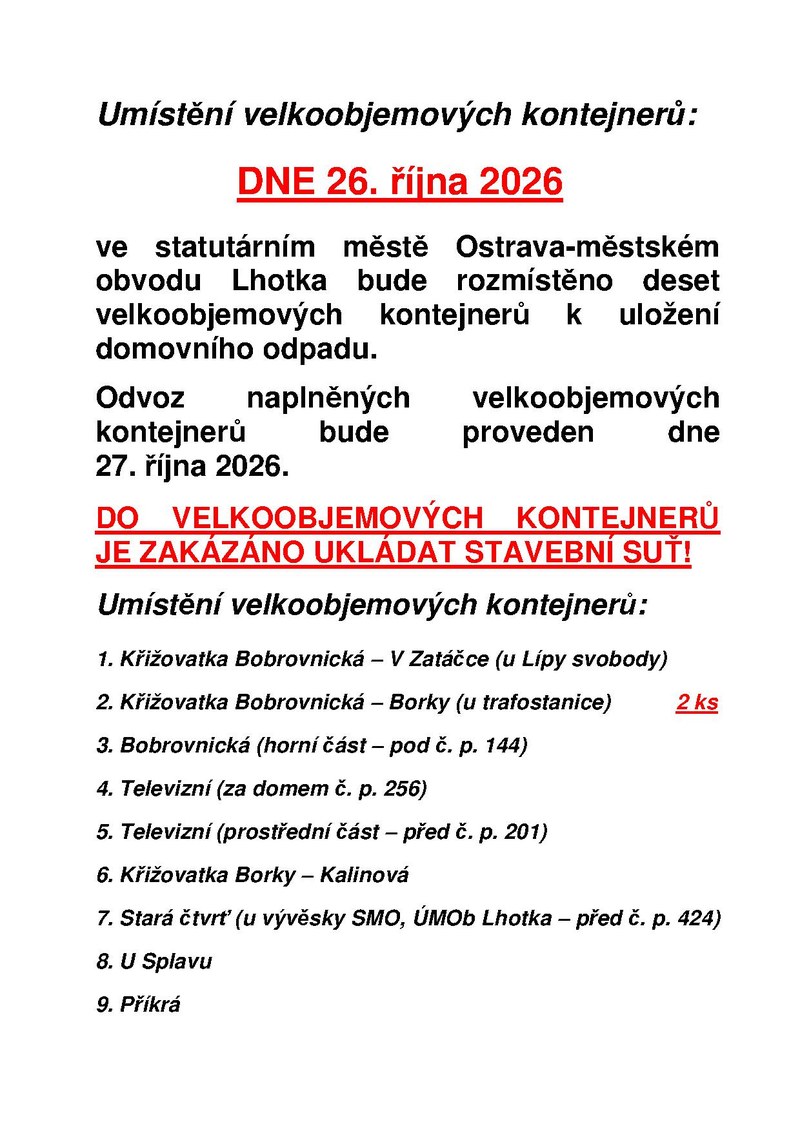 Umístění velkoobjemových kontejnerů