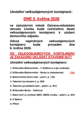 Velkoobjemové kontejnery k uložení domovního odpadu